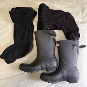 Hunter Black Waterproof Boots with 2 Socks